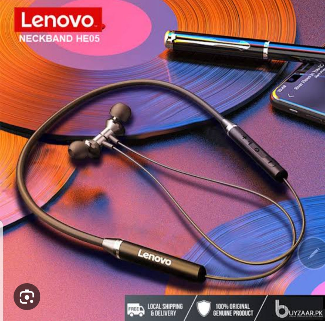 Branded Lenovo Neck Band Wireless Bluetooth Stereo Earphones with Power bank bluetooth ear phone Ear Buds AIrdots Premium Quality